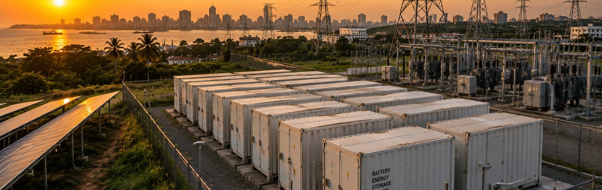 Battery energy storage containers on an industrial site