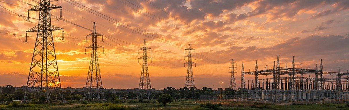 Electrical transmission towers and power lines